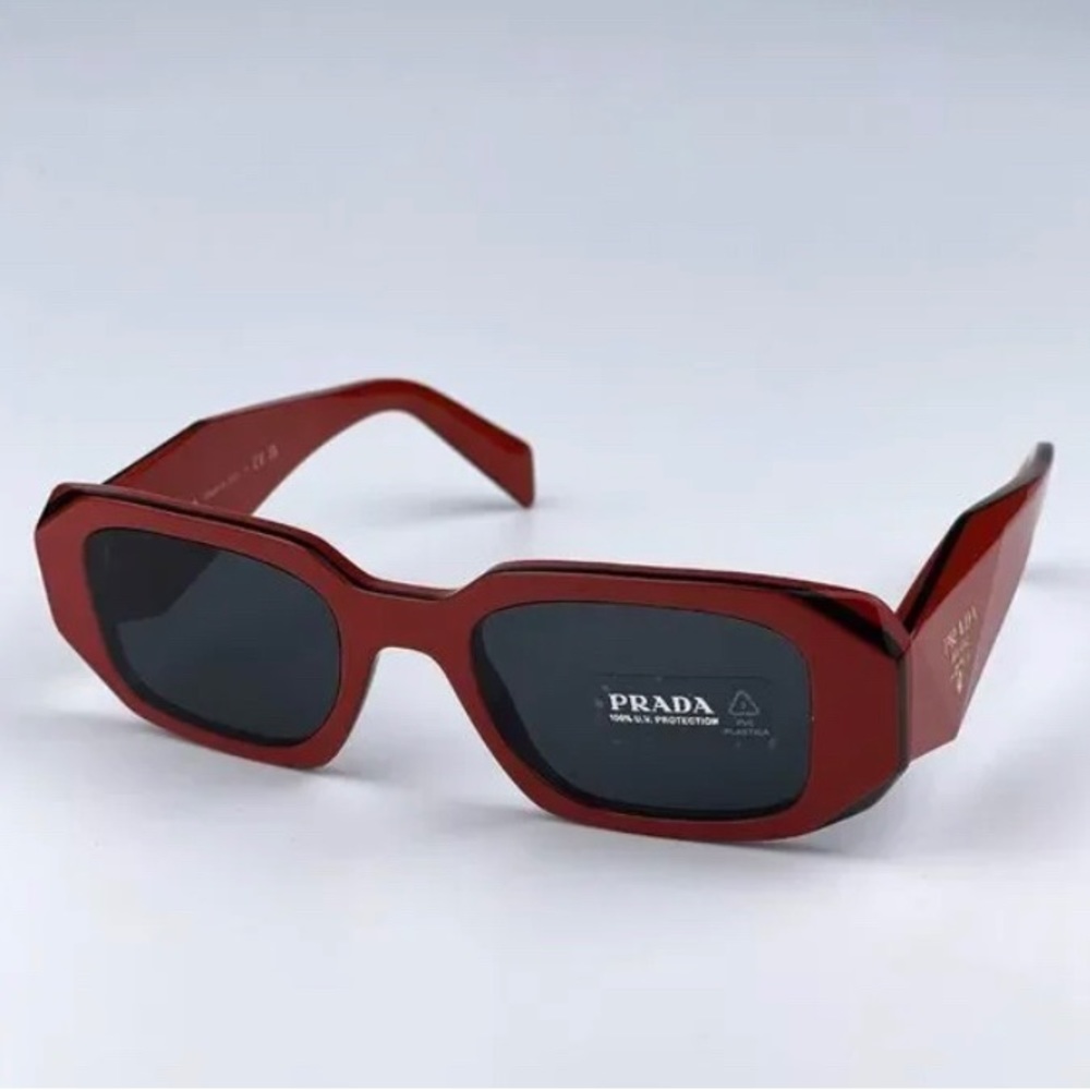 NEW Prada PR17WS 12N5S0 Orange Black Dark Grey Rectangle Unisex Sunglasses - Picture 8 of 15